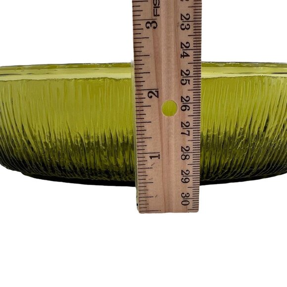 F.T.D. 1975 Bowl Avacado Rippled Glass Green Oval Serving MCM - Picture 8 of 11